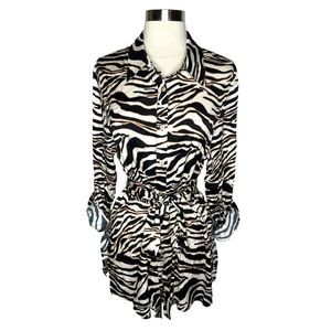 Chloe Kristyn Lavendula Black Zebra Print Blouse - Size Large